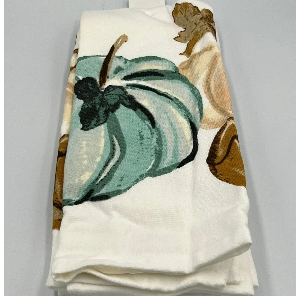 Haymarket Square Kitchen Towel Set Unisex OS White Brand New Autumn Pumpkins